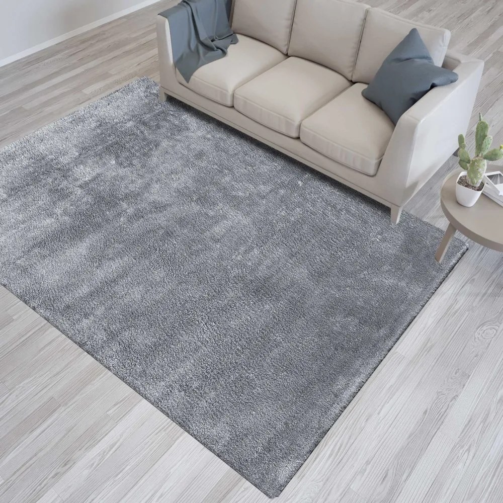 Sivý koberec s vyšším vlasom Šírka: 80 cm | Dĺžka: 150 cm
