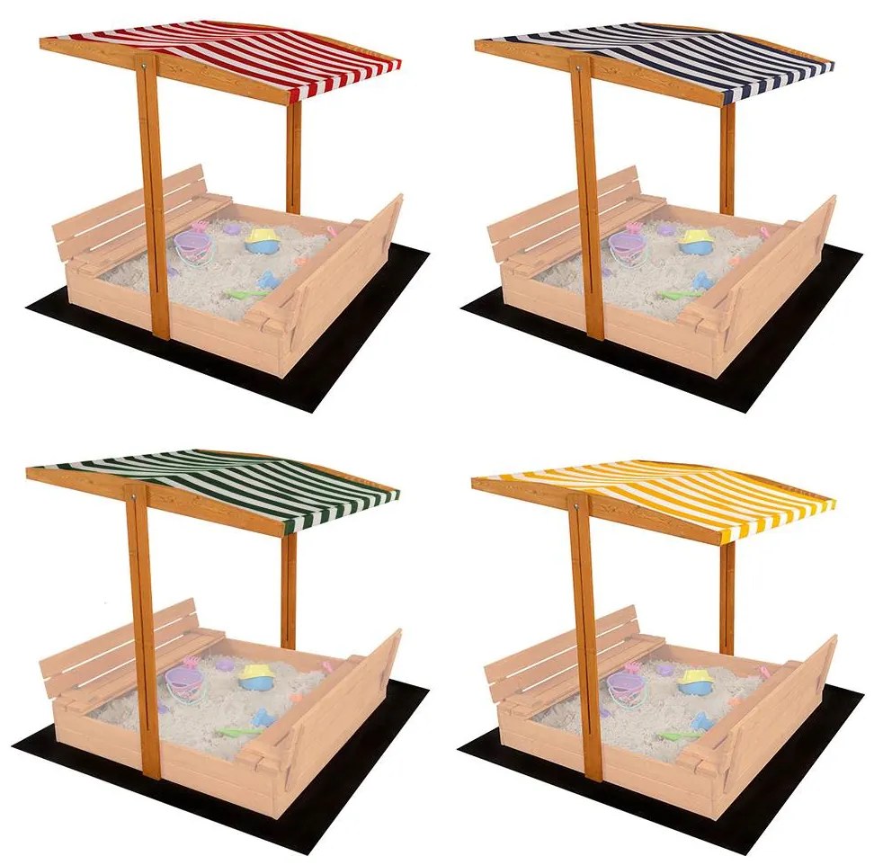 Strieška pre detské drevené pieskovisko Baby Mix 120x120 cm modré-biela