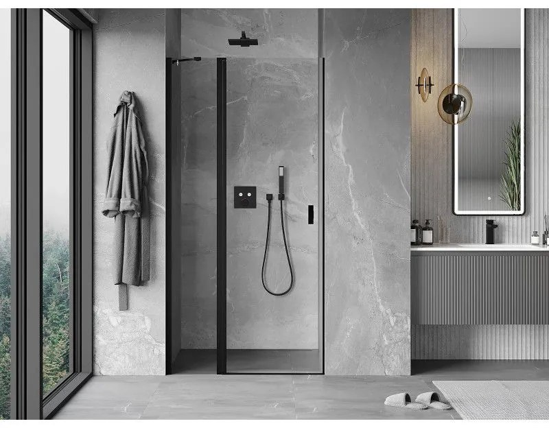 Mexen MIST, 1-krídlové sprchové dvere (1d+1s) 100x200 cm, 6mm číre sklo, čierny profil, 8A4-100-000-70-00