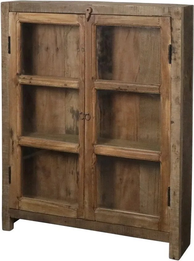 Hnedá antik drevená vitrína z recyklovaného dreva Grimaud - 85*18*105 cm