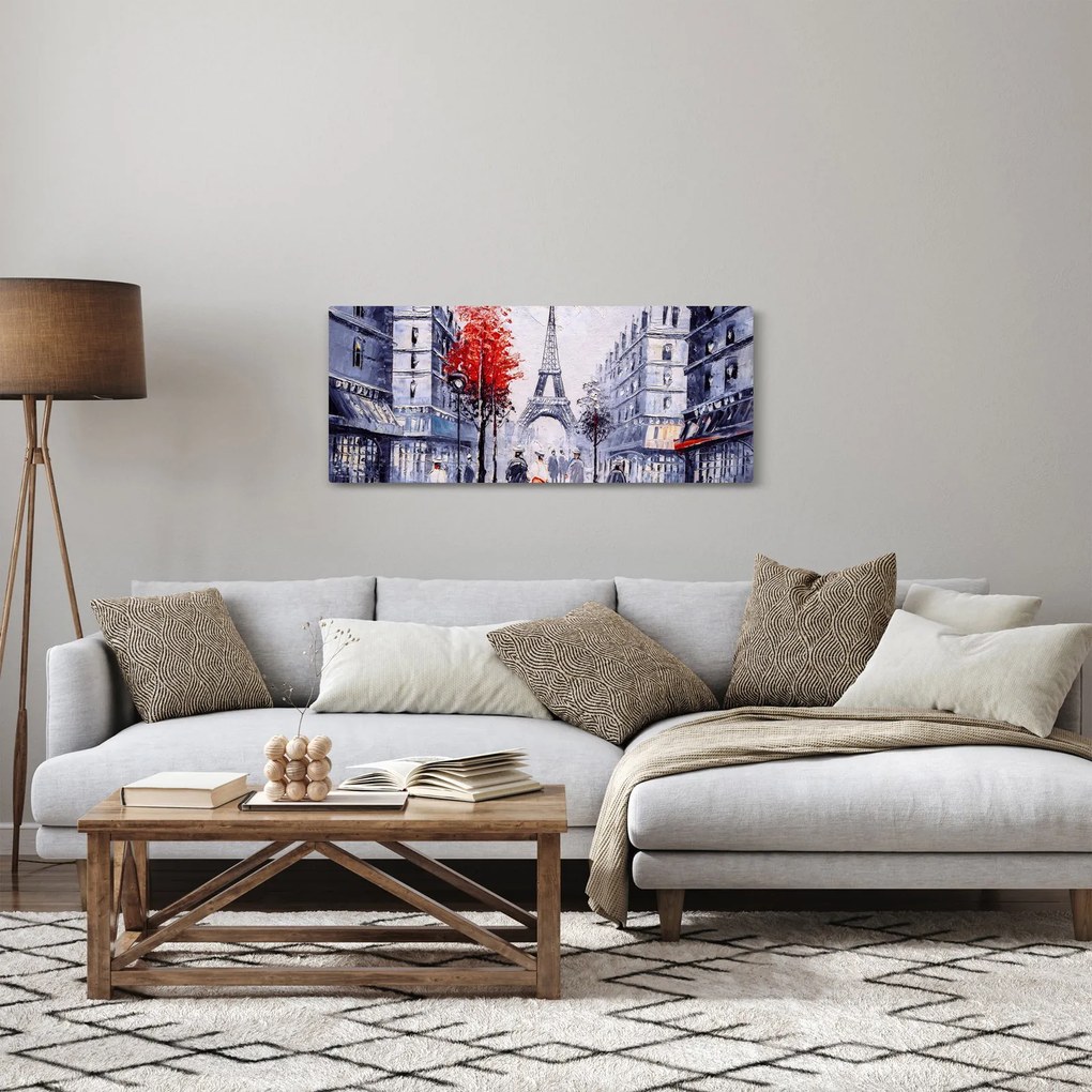 Obraz uličky v Paríži, olejomaľba (120x50 cm)