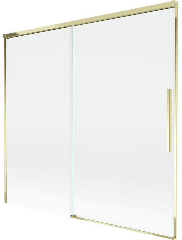 Mexen Rox, 2-krídlová posuvná vaňová zástena 170 x 150 cm, 8mm číre sklo, zlatý lesklý profil, 8C9-170-001-50-00