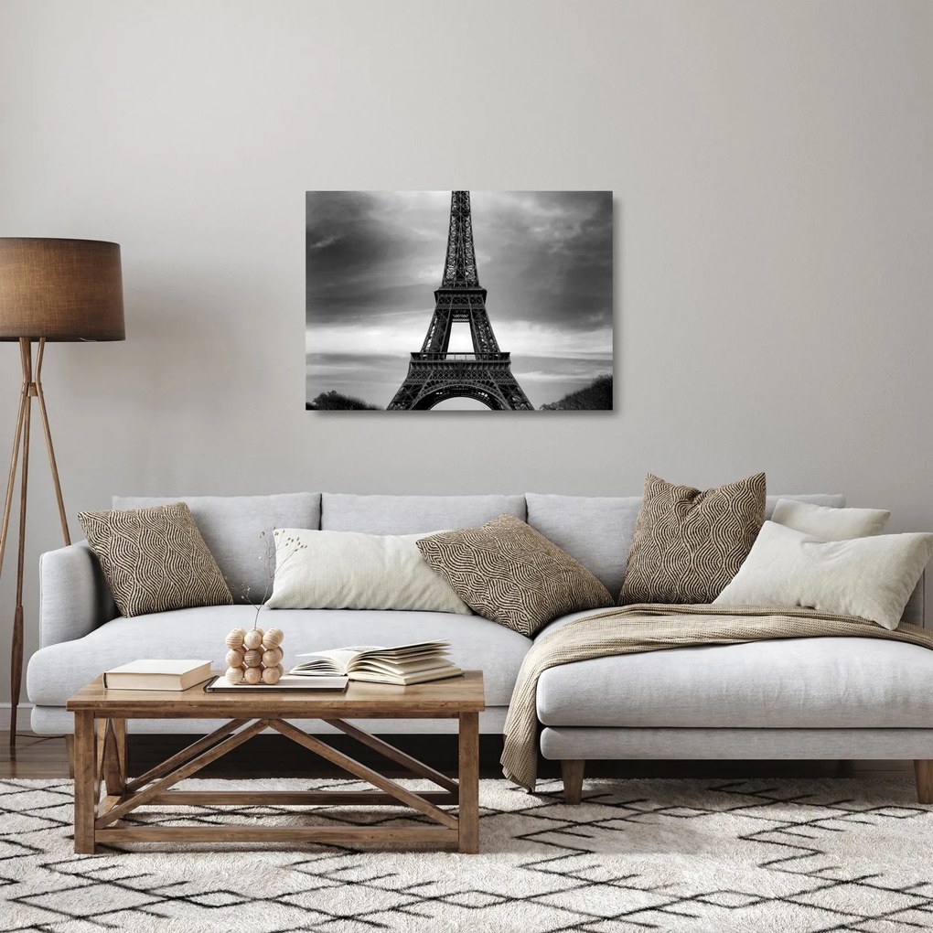 Sklenený obraz - Ružové auto v Paríži (70x50 cm)