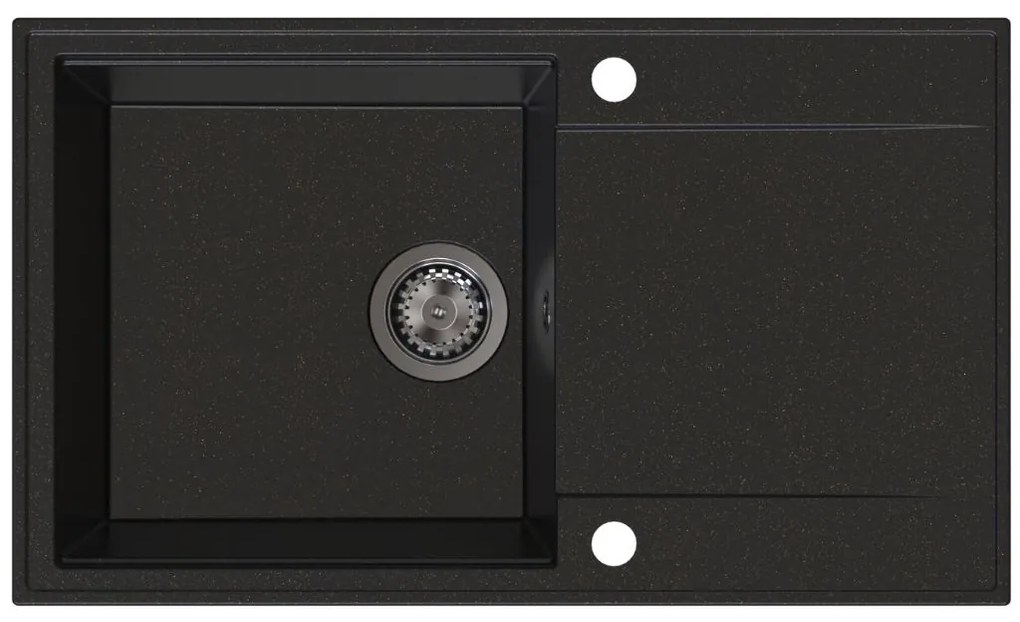 Sink Quality Sink55, kuchynský granitový drez 780x460x215 mm + grafitový sifón, čierna so zlatými bodmi, SKQ-SINK.L.1KDOL.XB