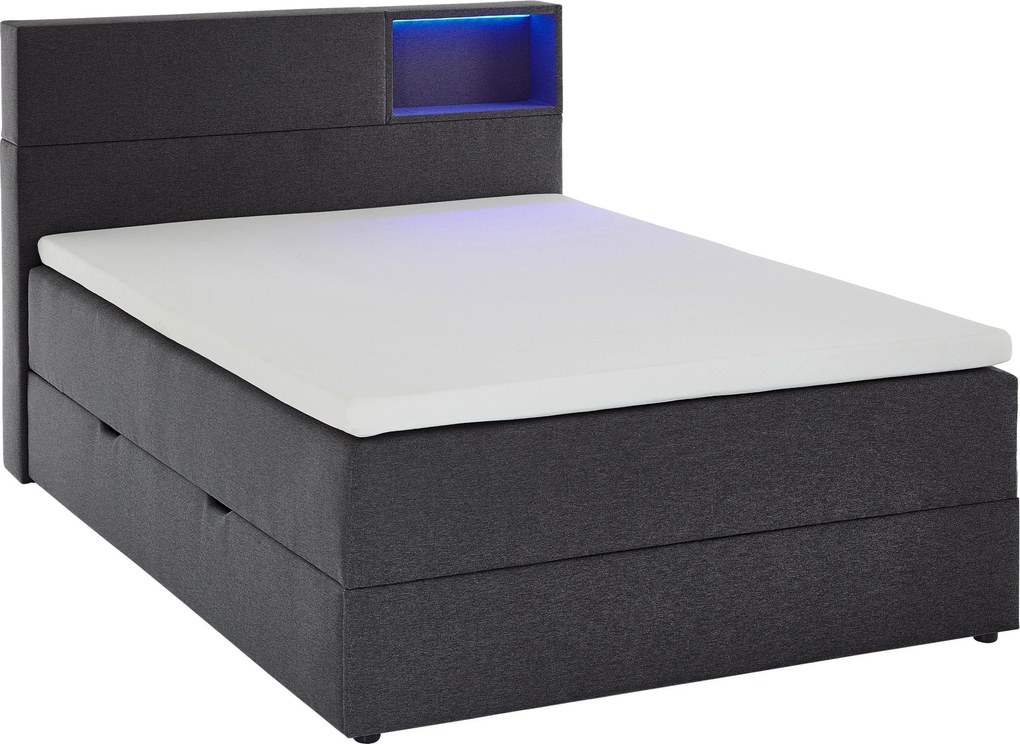 XXXLutz BOXSPRINGOVÁ POSTEĽ, 120/200 cm, antracitová Xora - Online Only spálne - 000101026405