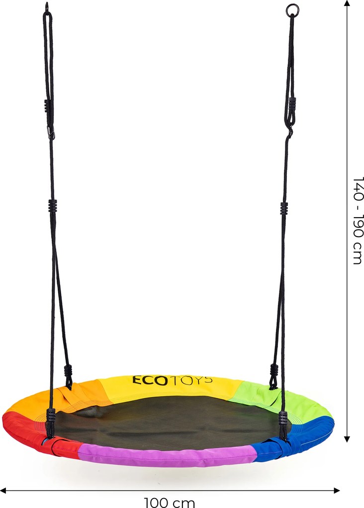 ECOTOYS Farebná záhradná hojdačka bocianie hniezdo 100 cm pre deti, nosnosť 150 kg