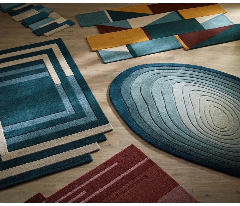 Modrý vlnený koberec 200x290 cm Puddle Ombre Wool – Flair Rugs