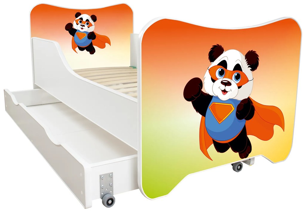 TOP BEDS Detská posteľ Happy Kitty 140x70 Super Panda so zásuvkou