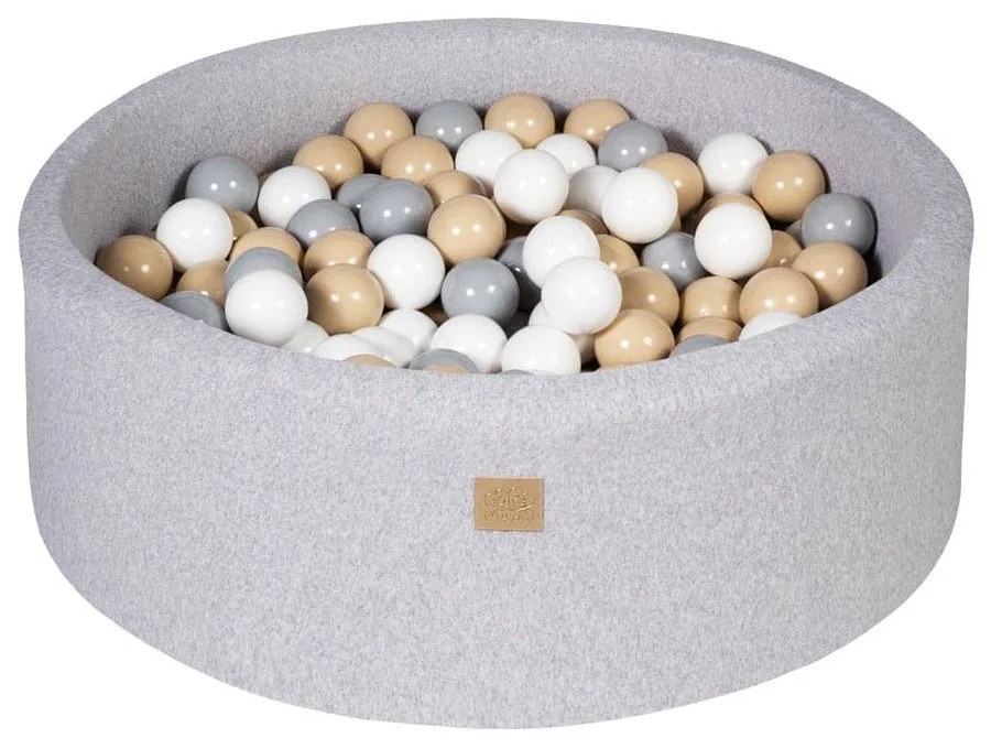 Sivý menčestrový bazénik s loptičkami ø 90x30 cm Montessori – Meowbaby