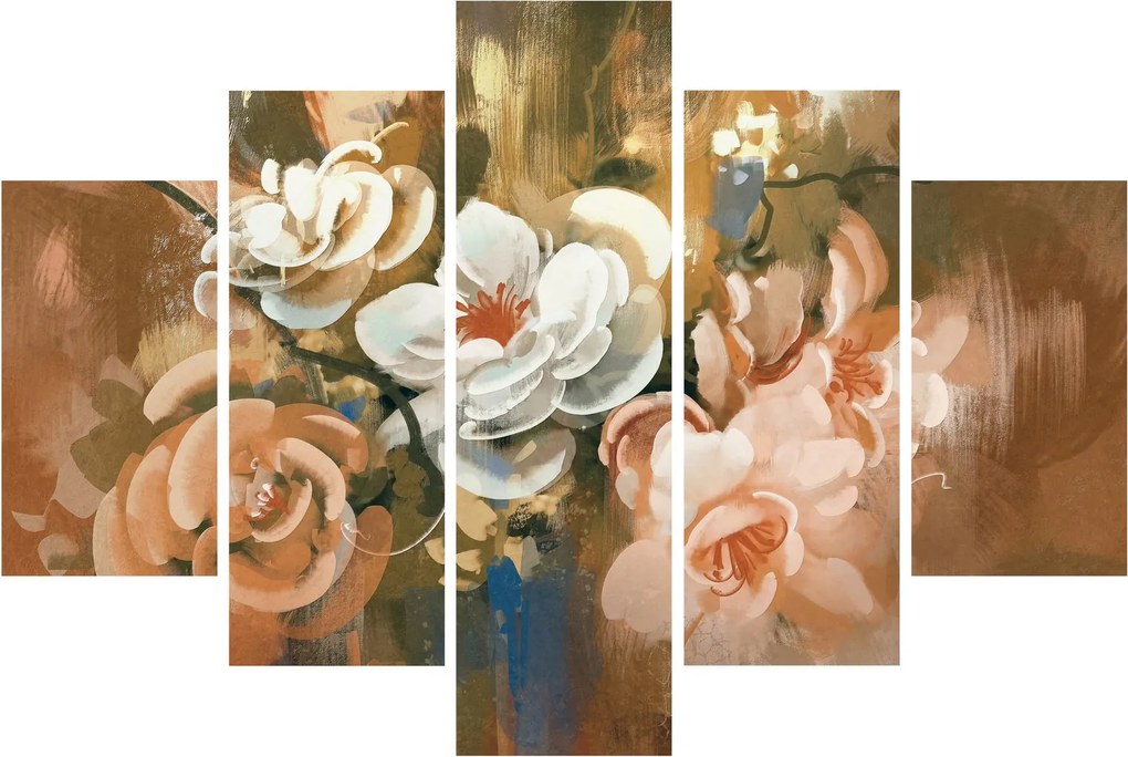 Obraz - Maľovaná kytica kvetov (150x105 cm)