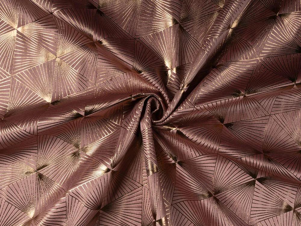 Biante Zamatový záves Isabela IBL-009 Rose Gold trojuholníky na staroružovom 135x160 cm