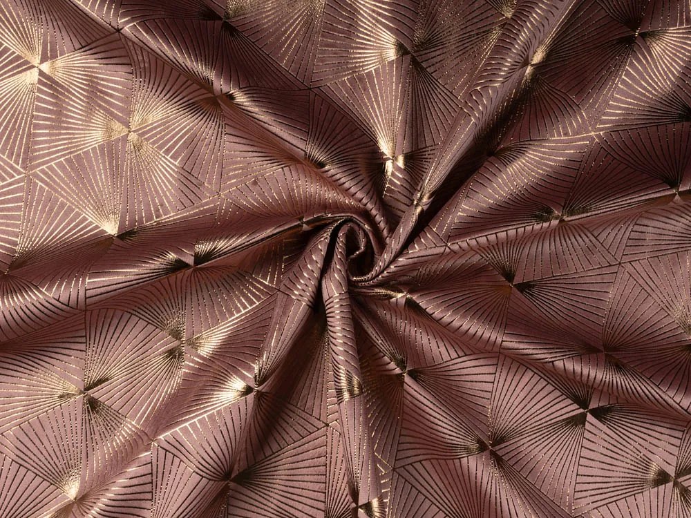 Biante Zamatový záves Isabela IBL-009 Rose Gold trojuholníky na staroružovom 135x170 cm