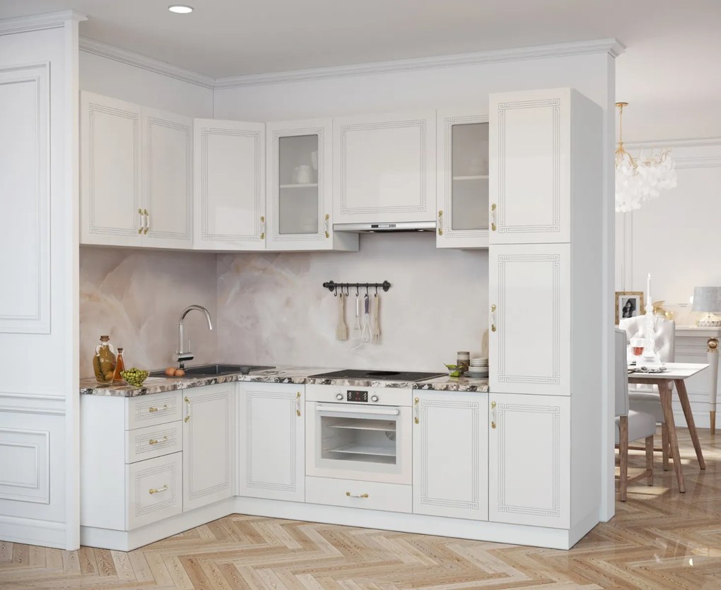 Rohová kuchynská linka MDF RIZAM, biela