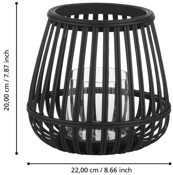 Eglo 422085 - Svietnik BUNAWAN 20x22 cm čierna/bambus