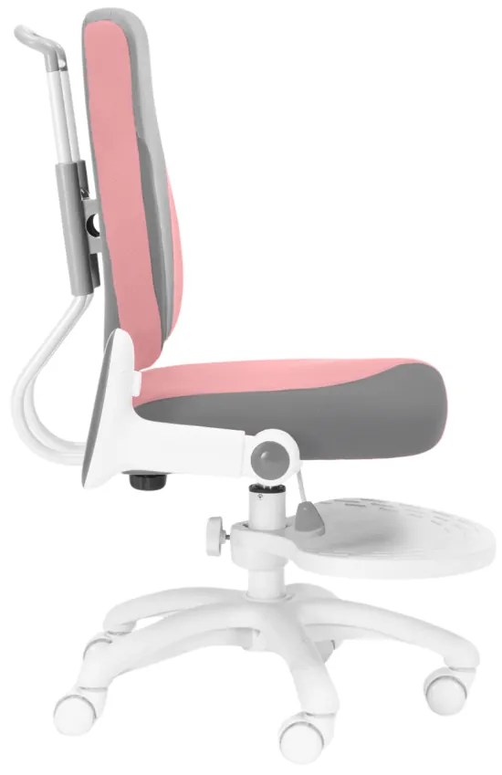 Detská rastúca stolička Neoseat KINDER WHITE PLUS — látka, šedá / svetlo ružová