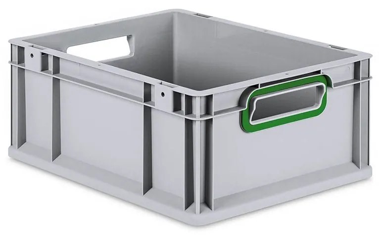 Sada 10 kusov - Eurobox Next Gen 2.0 - Stohovateľná nádoba s otvorenými rukoväťami - Zelená - 400 x 300 x 170 mm