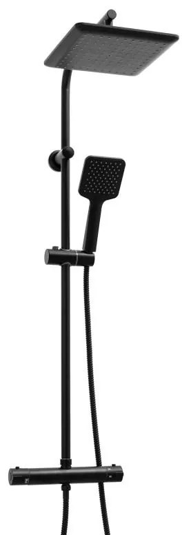 Erga Bodo Therm, sprchová súprava s termostatickou batériou a dažďovou hlavicou 23x23cm, čierna matná, ERG-YKA-BP.BODO-THERM-23-BLK