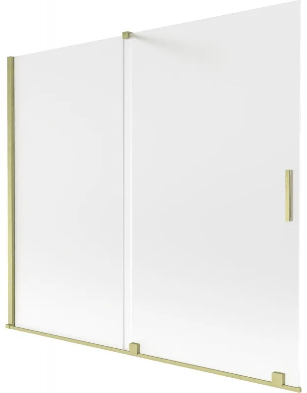 Mexen Velar, 2-krídlová posuvná vaňová zástena 180 x 150 cm, 8mm sklo námraza, zlatá matná, 896-180-000-31-55