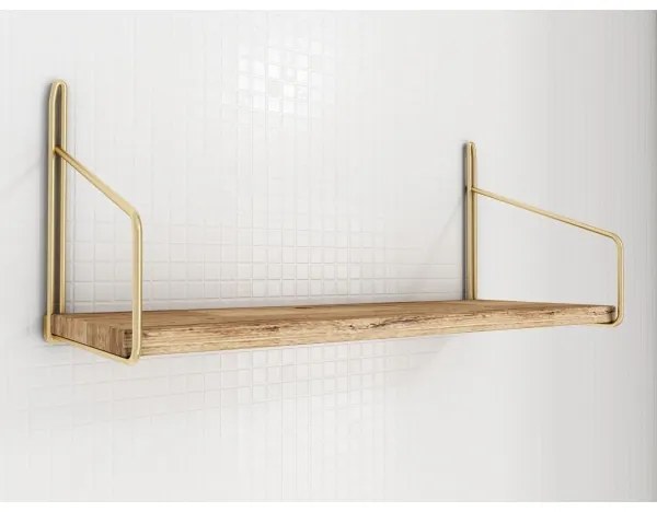 Nástenná polica 45x16 cm dub/zlatá
