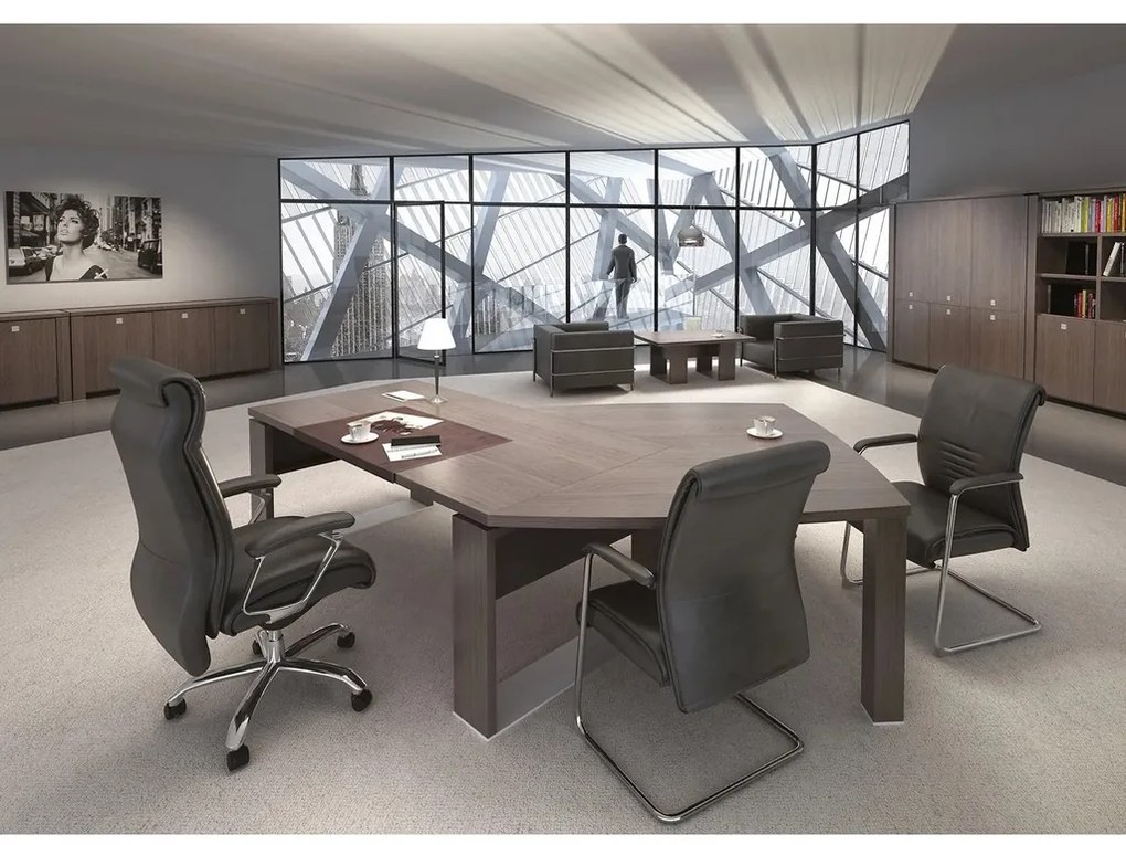 Výškovo nastaviteľný rokovací stôl Verno+ S 120 x 120 cm, dub antracit / čierna