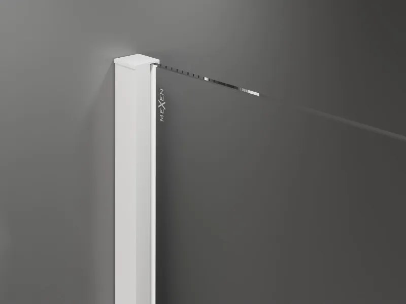 Mexen Velar, posuvné dvere do otvoru typ Walk-In 130 cm, 8mm číre sklo, biela, 871-130-000-03-20