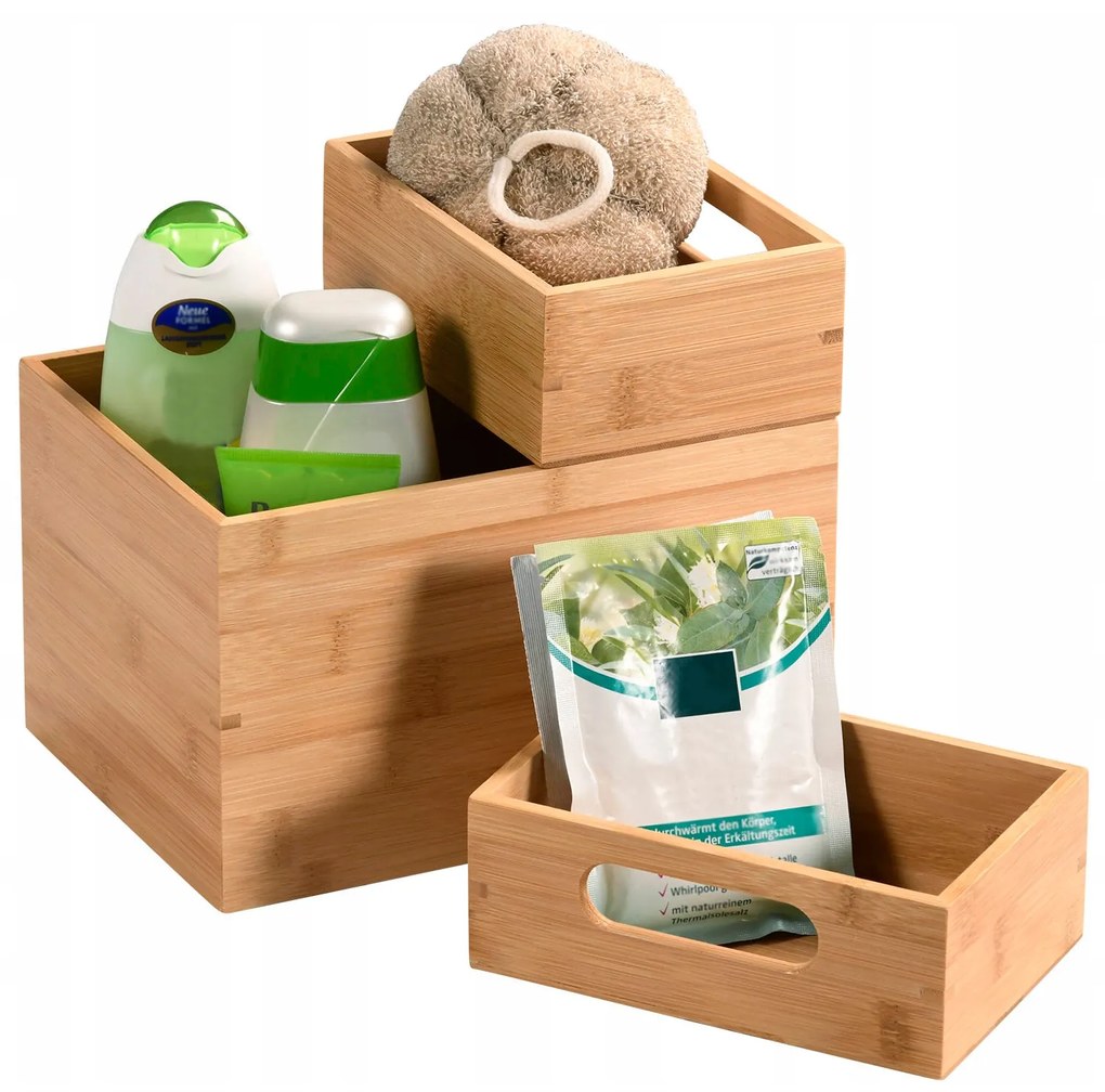 Úložný box, organizér do zásuvky, bambusová súprava 3ks SETOF3