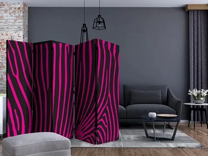 Paraván - Zebra pattern (violet) II [Room Dividers] Veľkosť: 225x172, Verzia: Obojstranný