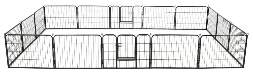 vidaXL Ohrádka pre psov so 16 panelmi, oceľová 60x80 cm čierna