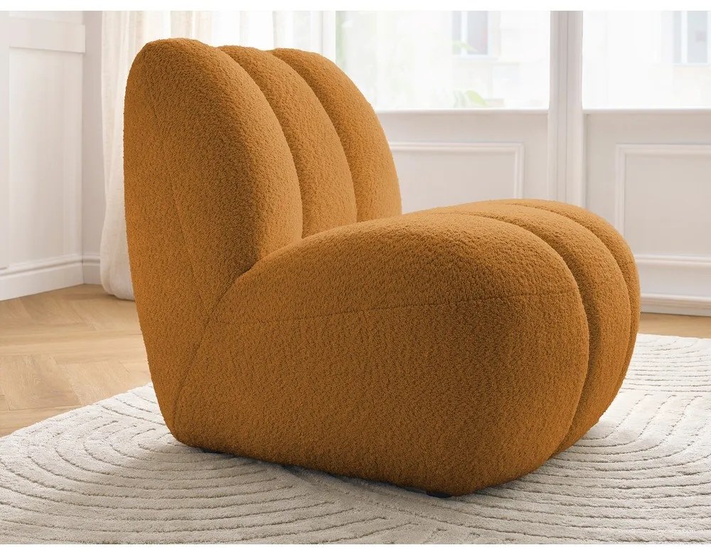 Kreslo z textílie buklé v horčicovej farbe Janissaire – Bobochic Paris