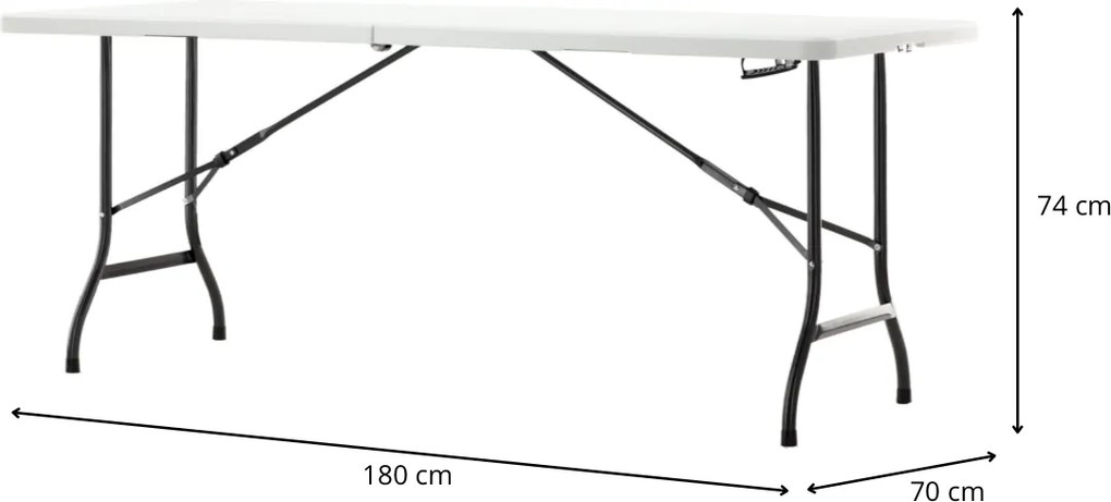 Skladací cateringový stôl Conner 180 cm biely
