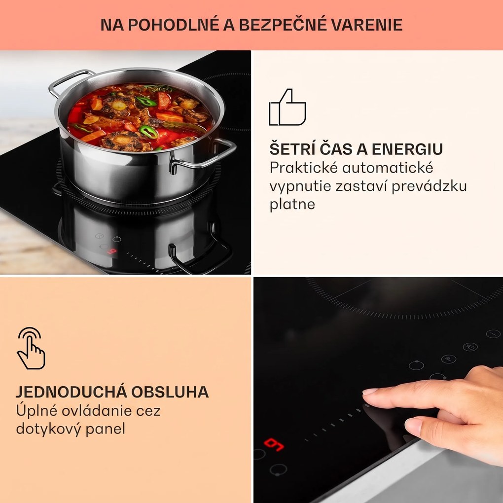 Klarstein Virtuosa EcoAdapt, indukčná varná doska, 7200 W, 4 zóny, sklo, čierna