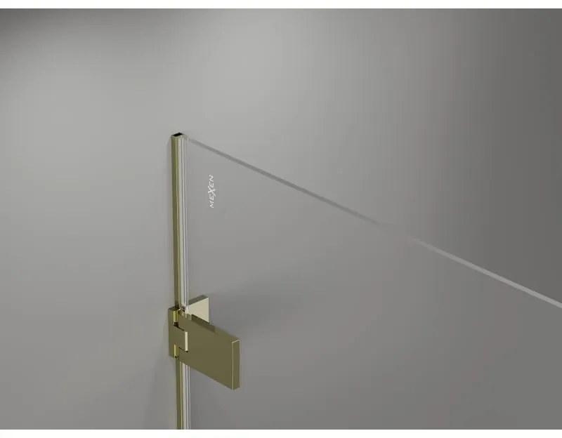Mexen Lunar-B, ľavý výklopný sprchový kút 95 x 70 cm, 8mm číre sklo, zlatý profil, 832-095-070-50-00-L