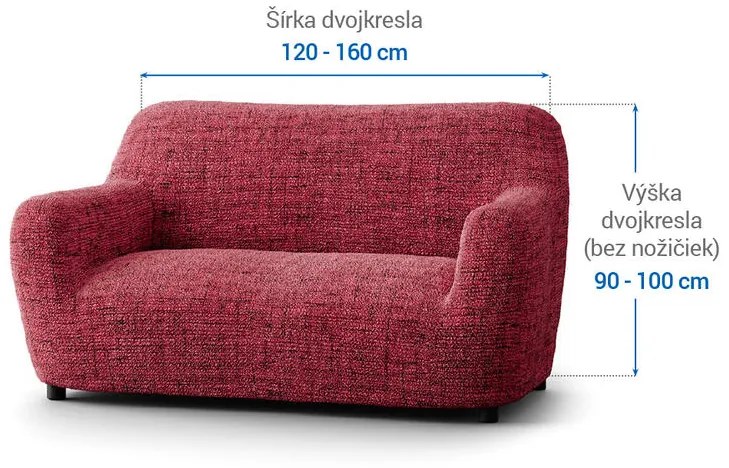 Bielastické poťahy VITTORIA bordó dvojkreslo (š. 120 - 160 cm)