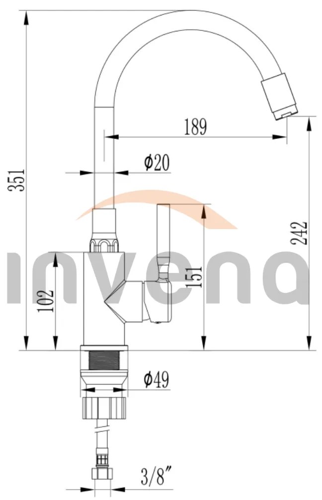 Invena Invena, podomietková bidetová batéria, zlatá lesklá, BP-00-B09-L