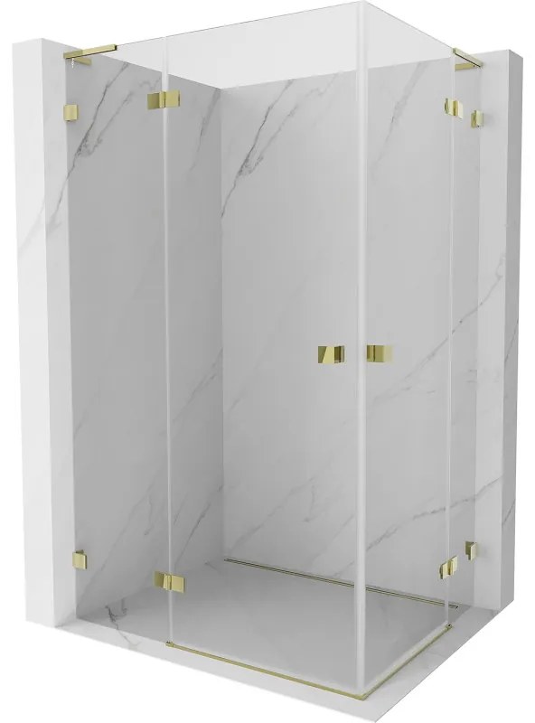 Mexen Lunar, L Duo výklopný sprchový kút 105 x 90 cm, 8mm číre sklo, zlatý profil, 834L-105L-090P-50-00