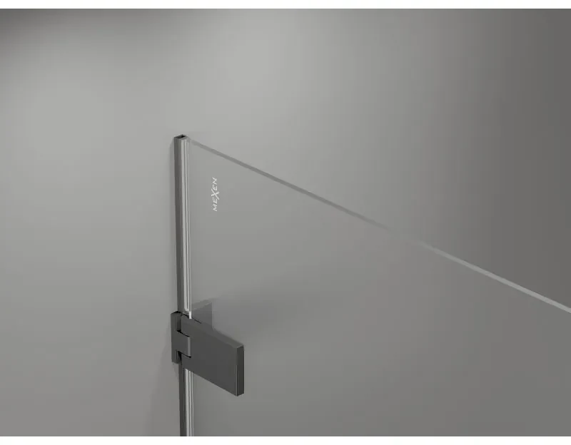 Mexen Lunar-F L, skladací sprchový kút pravý 85 x 80 cm, 8mm číre sklo, grafitový profil, 836L-085-080-95-00-P