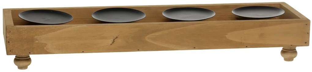 Hnedý antik drevený adventný svietnik Advent Candle - 49*14*9 cm