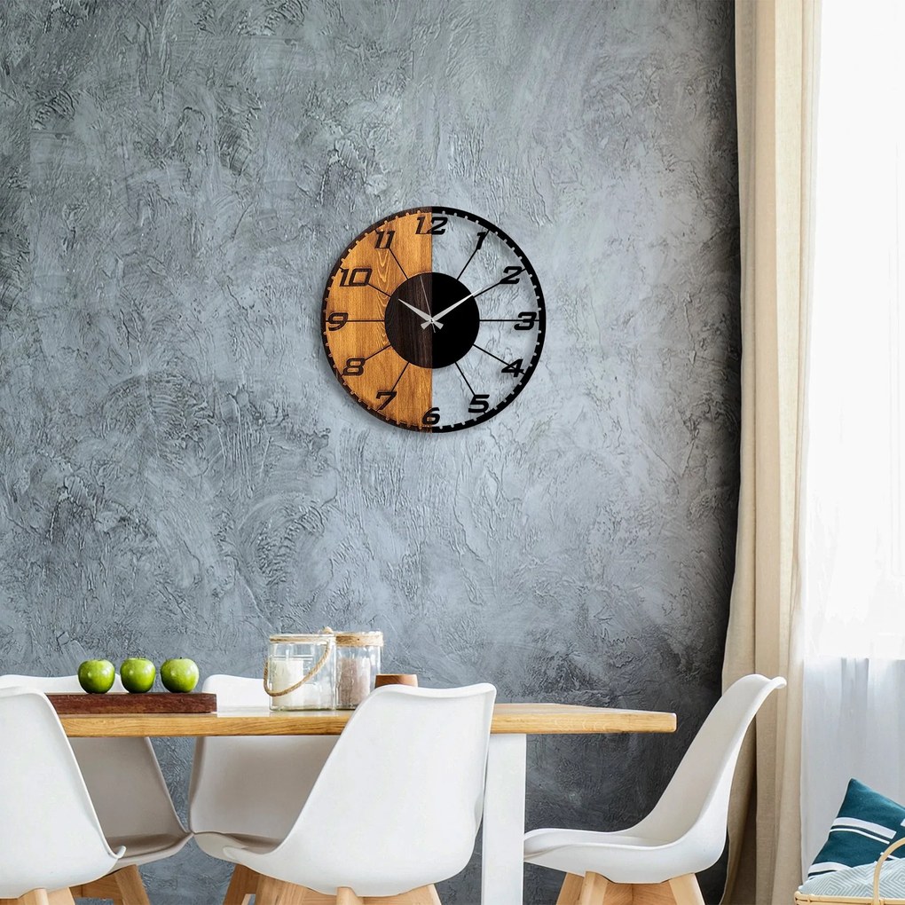 Dekoratívne nástenné hodiny WALLIE LINEAR 56 cm orech/čierne