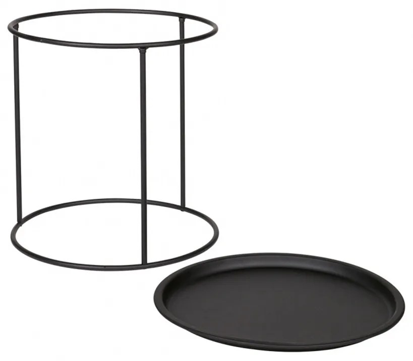 Čierny Odkládací stolík Ivar ∅ 56 cm ∅ 56 × 37,5 cm WOOOD