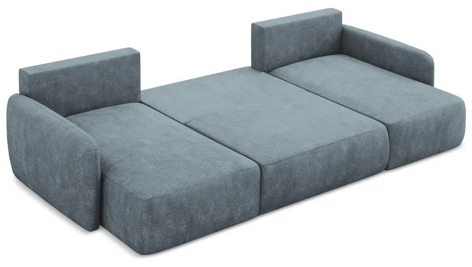 Sivomodrá ženilková rozkladacia/s úložným priestorom rohová pohovka (do tvaru "U") Lilo – Makamii