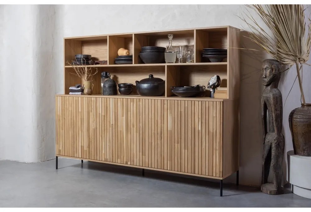 Knižnica v dekore duba v prírodnej farbe 200x150x44 cm Gravure – WOOOD