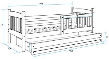 Detská posteľ KUBUS s úložným priestorom 80x160 cm - biela Biela