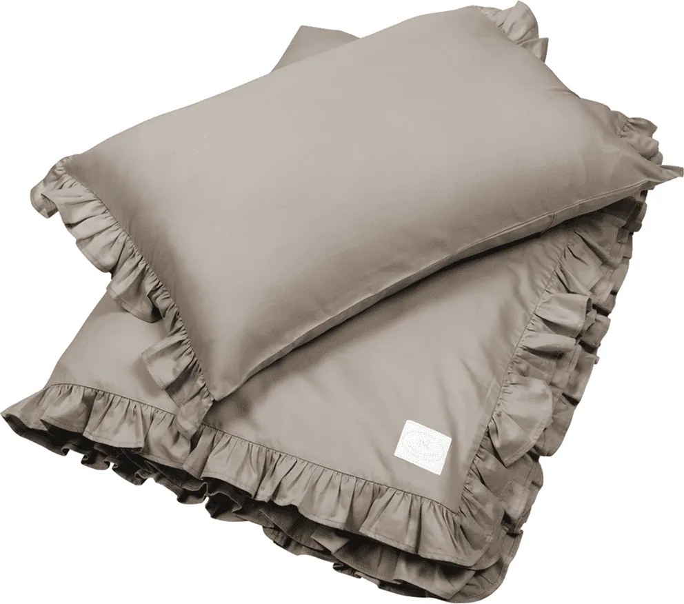 Junior obliečky s volánikmi taupe 100x135cm