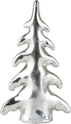 Dekoratívna porcelánová soška v striebornej farbe KJ Collection Snowy Tree Silver, výška 11 cm