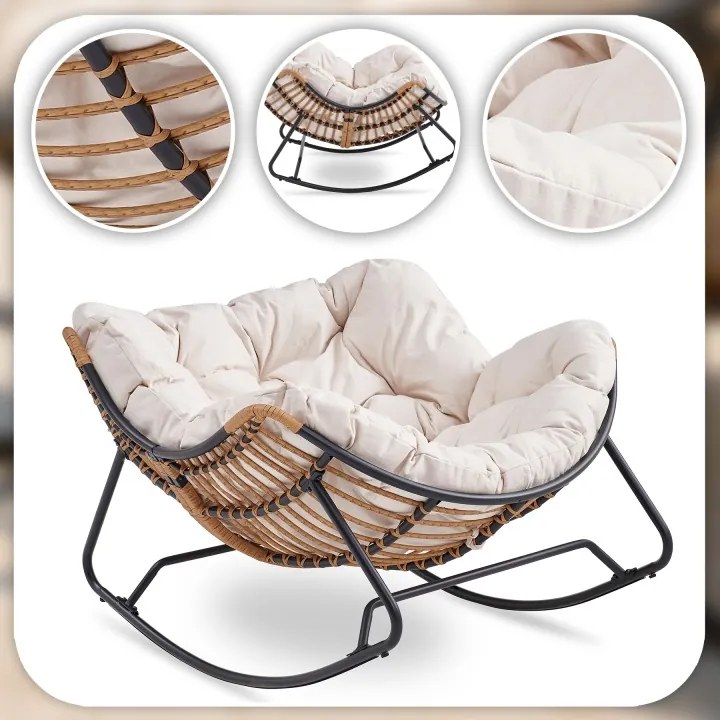 Záhradné hojdacie kreslo na terasu, do obývačky béžové ELTON