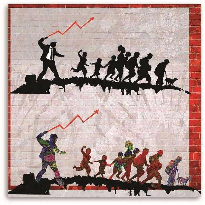 Obraz na plátně Banksy Nástěnné malby Street Art - 50x50 cm