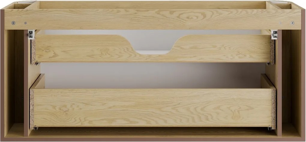 Kúpeľňová zostava Ovalia Pure so zápustným umývadlom a skrinkami 120 cm dub cremona