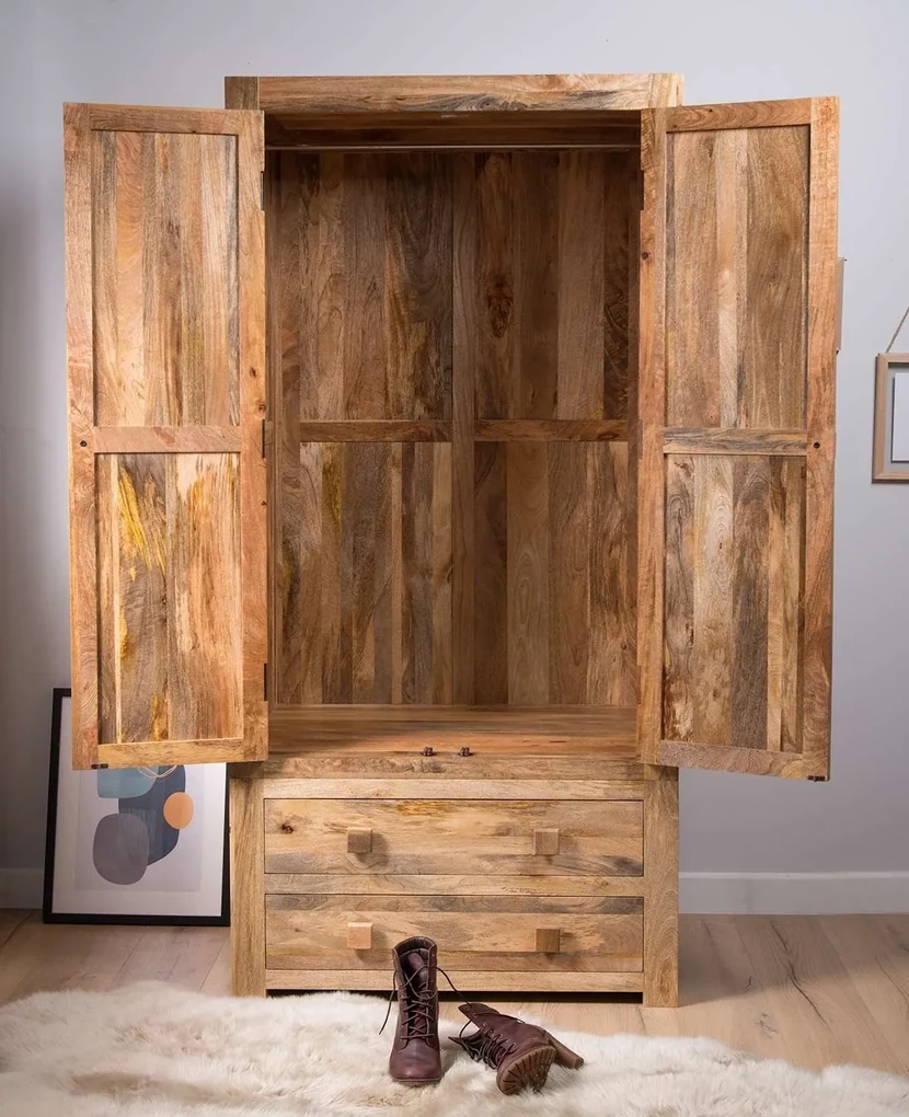 furniture-nabytek.cz - Luxusná šatníková skriňa 120x200x60 z dreva mango