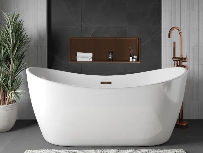 Mexen X-Wall-R, polica na zapustenie s prírubou 90 x 30 cm, medená matná - 19C0903010S