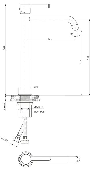 Sapho - Umývadlová batéria ICONIC 30,9 cm lesklý chróm